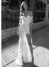 Off Shoulder Ivory Lace High Slit Wedding Dress Off Shoulder Ivory Lace High Slit Wedding Dress